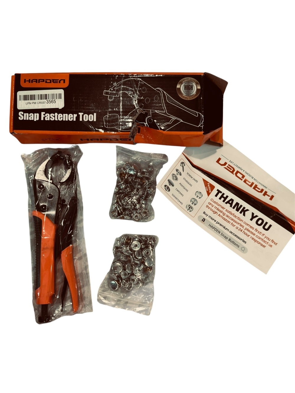 HAPDEN AK-01 Heavy Duty Snap Fastener Tool Kit 40 Sets Boat Canvas Tarp New!